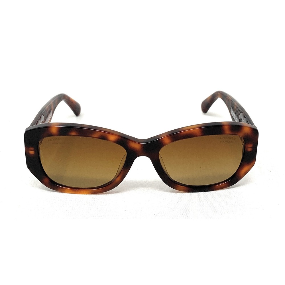 CHANEL Women's POLARIZED Sunglasses CH5493A 1295/S9 Havana Gold Brown 55mm - Picture 2 of 6